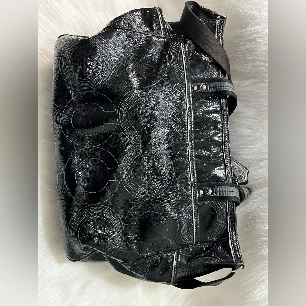 Coach Signature Black Patent Leather Baby Diaper Tote Shoulder Bag F17940 XL Bag